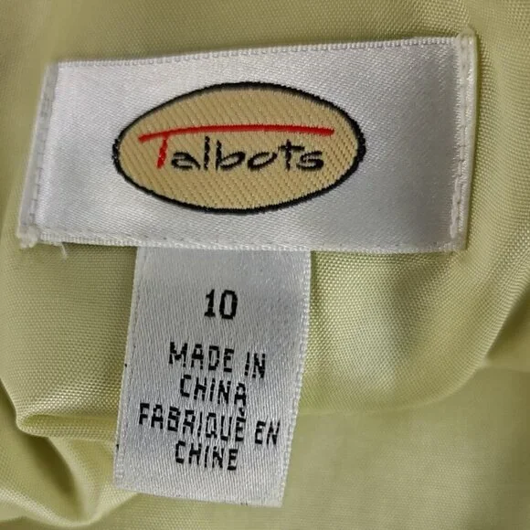 Talbots Yellow Green Floral Sleeveless 100% Cotton A-Line Midi Dress Size 10 - Picture 10 of 11